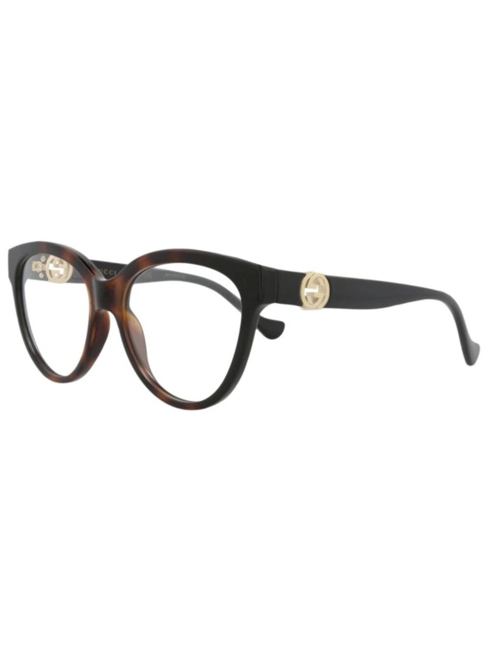 New Gucci Women's Eyeglasses Square Rectangle Injection Frame Havana Black